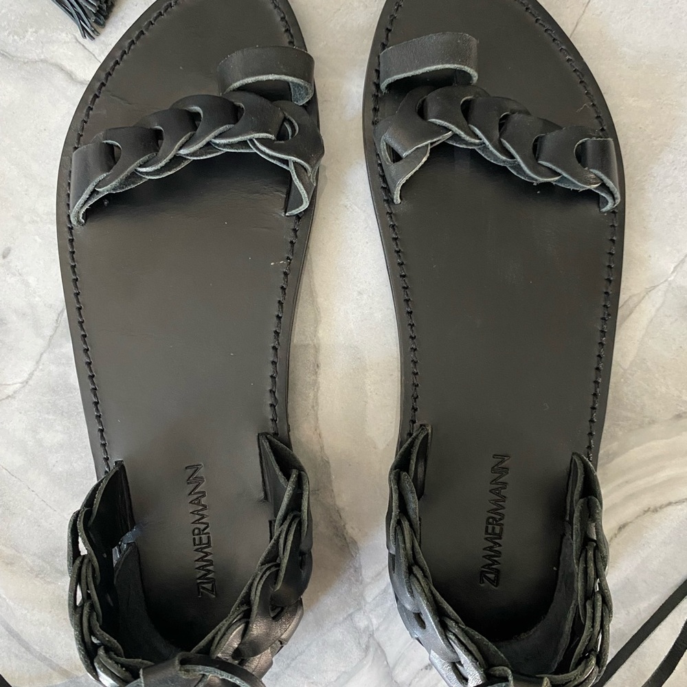 Zimmerman Black leather wrap sandals - like new!